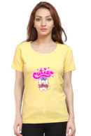 Cutie Round Neck T-Shirt for Women, half sleeves, 100% cotton