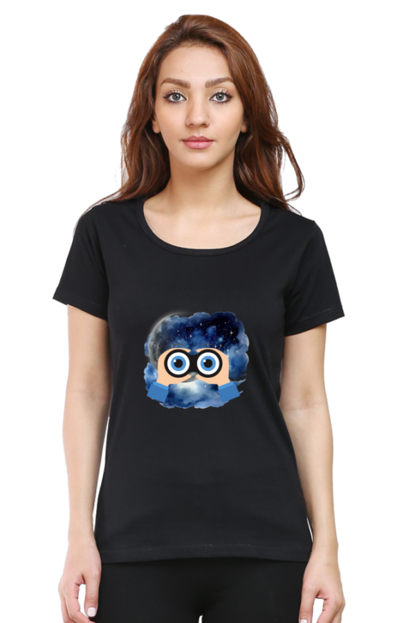 Star gazing : Cute Cotton Round Neck T-Shirts for Women - Image 4