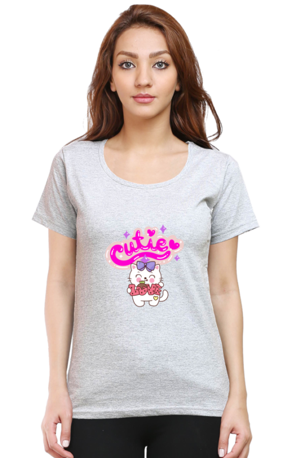 Cutie Round Neck T-Shirt for Women, half sleeves, 100% cotton - Image 13