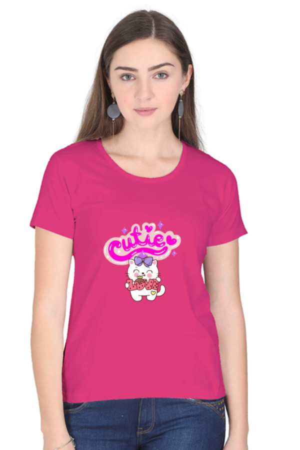 Cutie Round Neck T-Shirt for Women, half sleeves, 100% cotton - Image 3