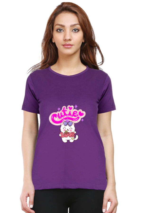 Cutie Round Neck T-Shirt for Women, half sleeves, 100% cotton - Image 5