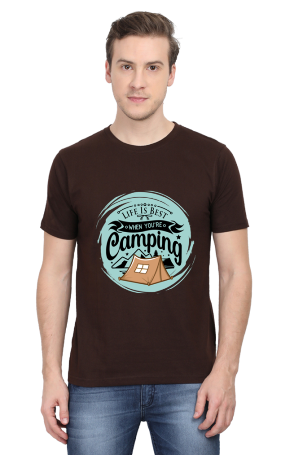 Camping T-shirt, Classic Round Neck T-shirt for Men - Image 2