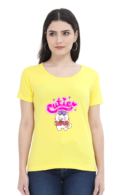 Cutie Round Neck T-Shirt for Women, half sleeves, 100% cotton