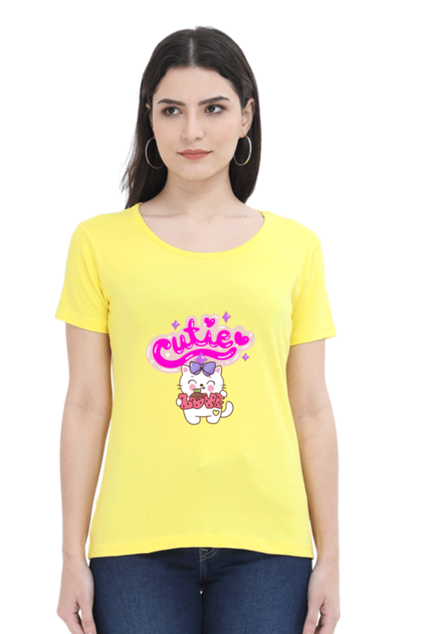 Cutie Round Neck T-Shirt for Women, half sleeves, 100% cotton