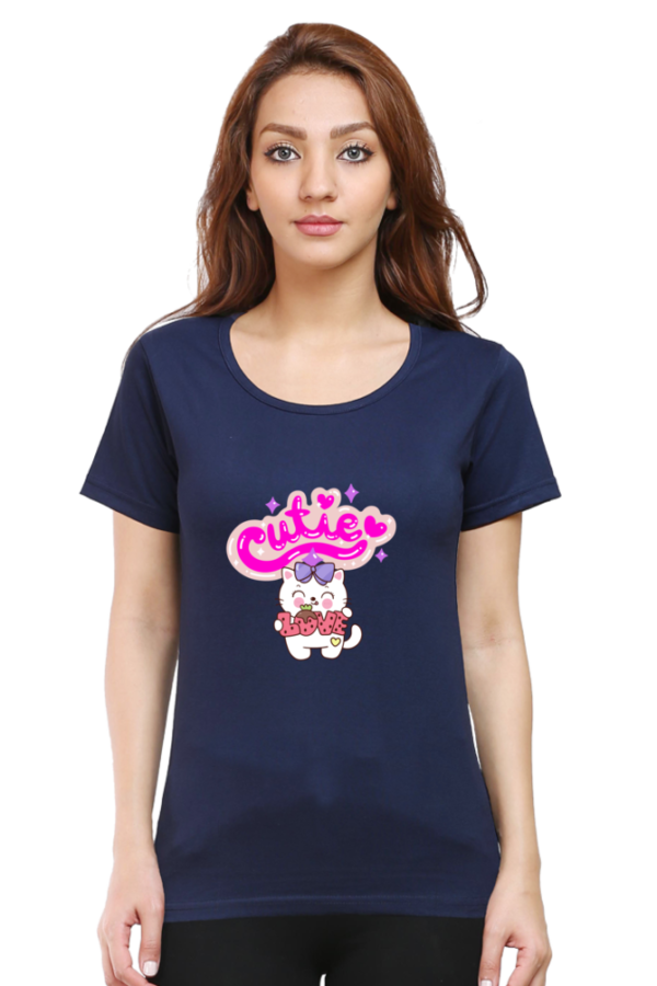 Cutie Round Neck T-Shirt for Women, half sleeves, 100% cotton - Image 14