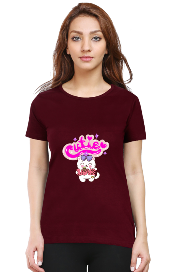 Cutie Round Neck T-Shirt for Women, half sleeves, 100% cotton - Image 6