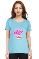 Cutie Round Neck T-Shirt for Women, half sleeves, 100% cotton