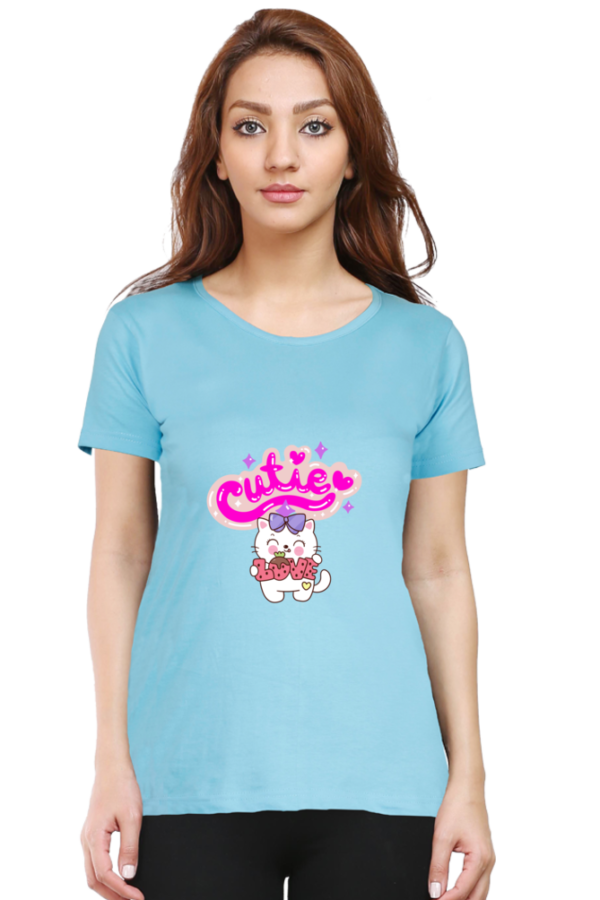 Cutie Round Neck T-Shirt for Women, half sleeves, 100% cotton - Image 11