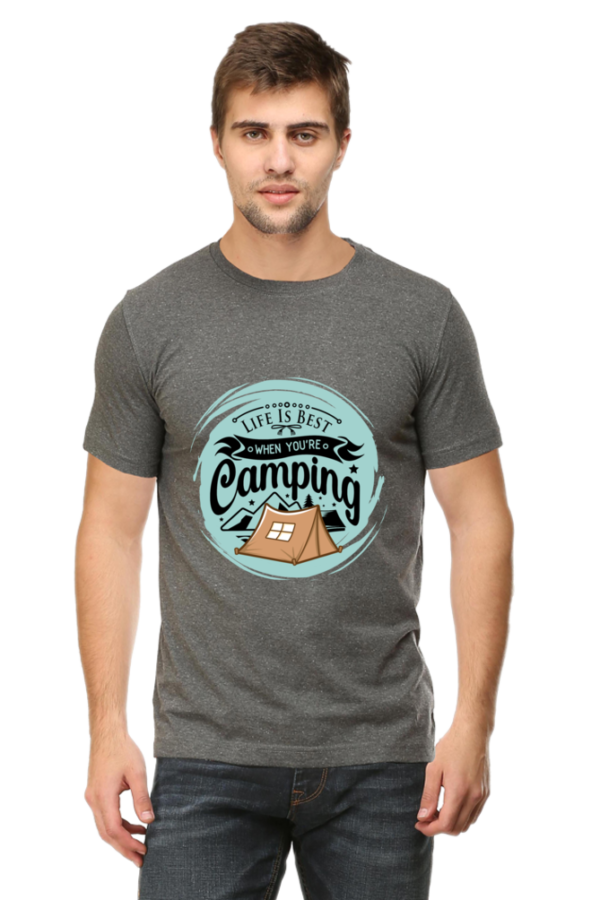 Camping T-shirt, Classic Round Neck T-shirt for Men - Image 4