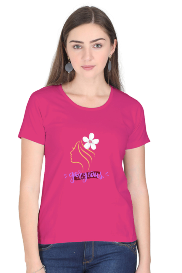 Gorgeous Chic: Round Neck T-Shirts for Women in 100% Cotton - Image 4