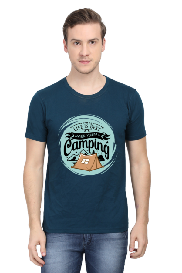 Camping T-shirt, Classic Round Neck T-shirt for Men