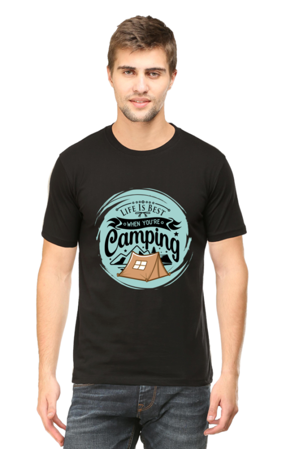 Camping T-shirt, Classic Round Neck T-shirt for Men - Image 5